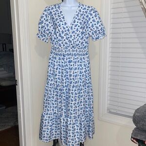 Shein Floral Blue and White Dress, Women’s L